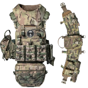 Комплект Плитоноска "Poseidon Mark 3" + РПС Poseidon TBS V3, протиуламкова балістика 1 класу, 9 підсумків, Мультикам P333-MC1V3 фото