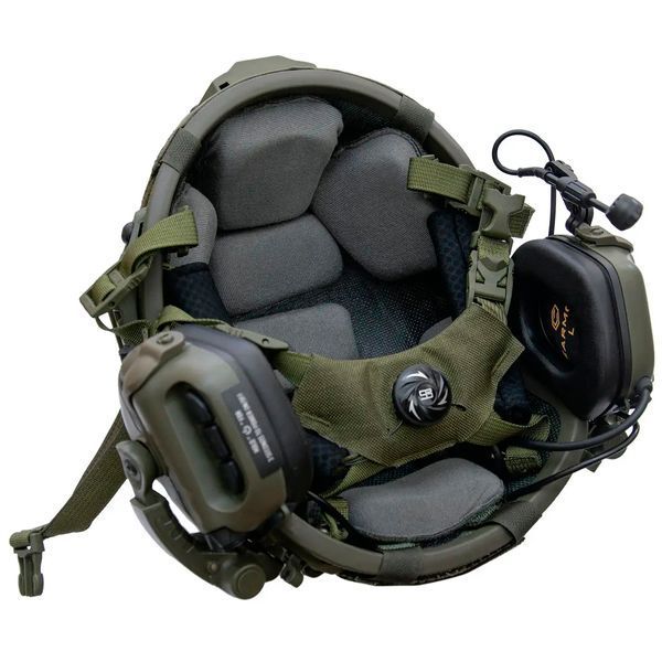 Баллистический шлем Sestan-Busch Helmet BK-ACH-HC с системой Boa и Наушниками Earmor M32, Оливковый цвет, кавер Мультикам, размер М 2218-323M фото