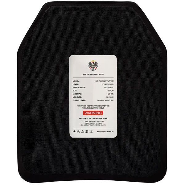 Set of Lightweight Armor Plates, Class 6, 2.4 kg, 25x30 cm (Size M), Armour Solution NIJ IV