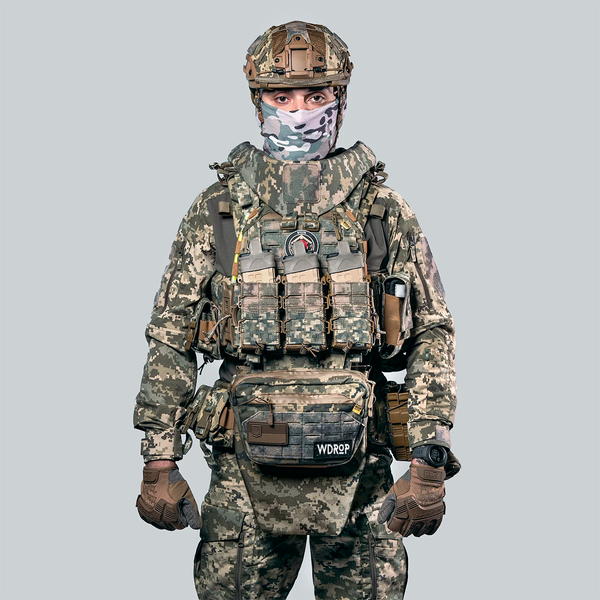 Плитоноска з системою швидкого скидання Ghost Gen4 V4+, система MOLLE, 9 підсумків, з захистом шиї, з балістичним захистом 2 класу, колір Піксель 446210-11 фото