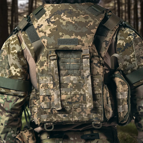 Комплект Плитоноска "Poseidon Mark 4+" + РПС Poseidon TBS V3, противоосколочная баллистика 2 класса, 9 подсумков, Пиксель P744-PX2V3 фото