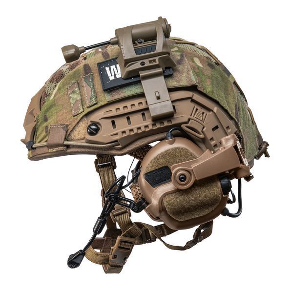 FAST NIJ IIIA Helmet with Team Wendy Suspension and Earmor M32 Headphones and Flashlight