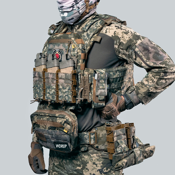 Плитоноска с системой быстрого сброса Ghost Gen4 V2, система MOLLE, 9 подсумков, цвет Пиксель 126009-11 фото