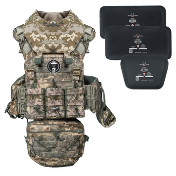 Плитоноска "Poseidon Mark 3+", протиуламкова балістика 2 класу, 9 підсумків, Піксель 23P033-PX2 фото